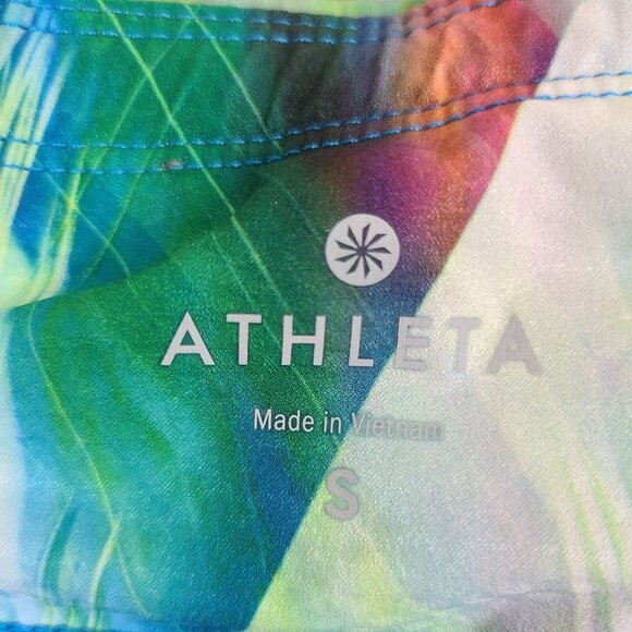 ATHLETA Womens Small Rainbow Colorful Side Pocket Cropped Workout Leggings J8 - Picture 2 of 7
